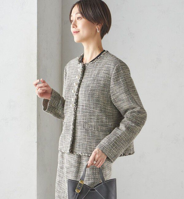 SHIPS for women「〈セレモニー対応可〉スラブ ツイード ノーカラー ジャケット（セットアップ対応）」|ノーカラージャケット|