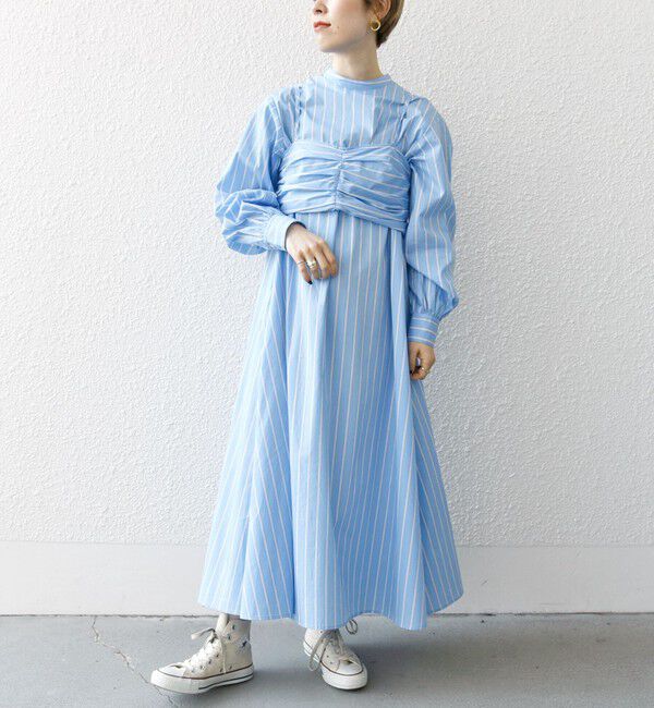 SHIPS any「SHIPS any:〈手洗い可能〉ストライプ ツイスト ビスチェ ワンピース」|ワンピース|