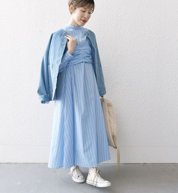 SHIPS any「SHIPS any:〈手洗い可能〉ストライプ ツイスト ビスチェ ワンピース」|ワンピース|