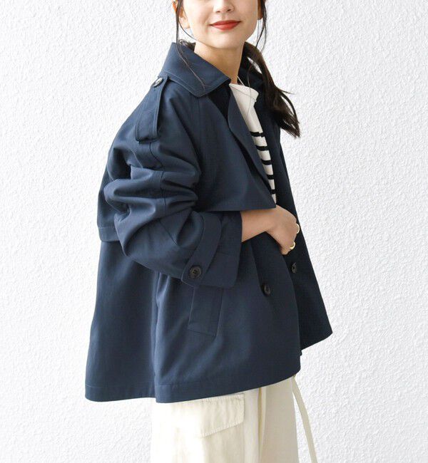SHIPS any「SHIPS any: 〈洗濯機可能〉ショート トレンチ コート」|トレンチコート|ネイビー