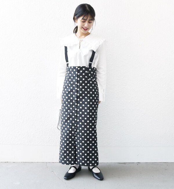 SHIPS any「SHIPS any: ドット ジャカード サスペンダー スカート」|スカート|