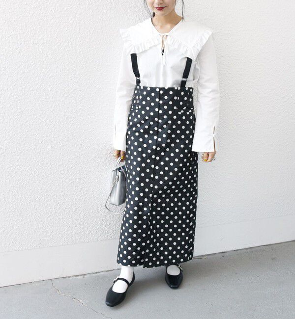 SHIPS any「SHIPS any: ドット ジャカード サスペンダー スカート」|スカート|