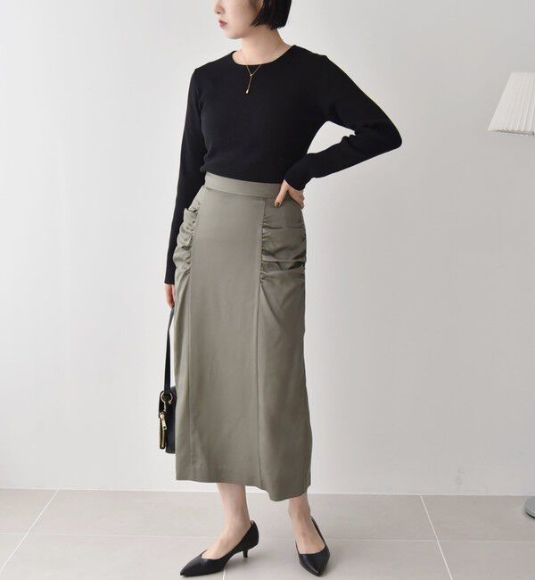 quaranciel「quaranciel:〈手洗い可能〉コットン リブ クルーネック ニット」|ニット・セーター|