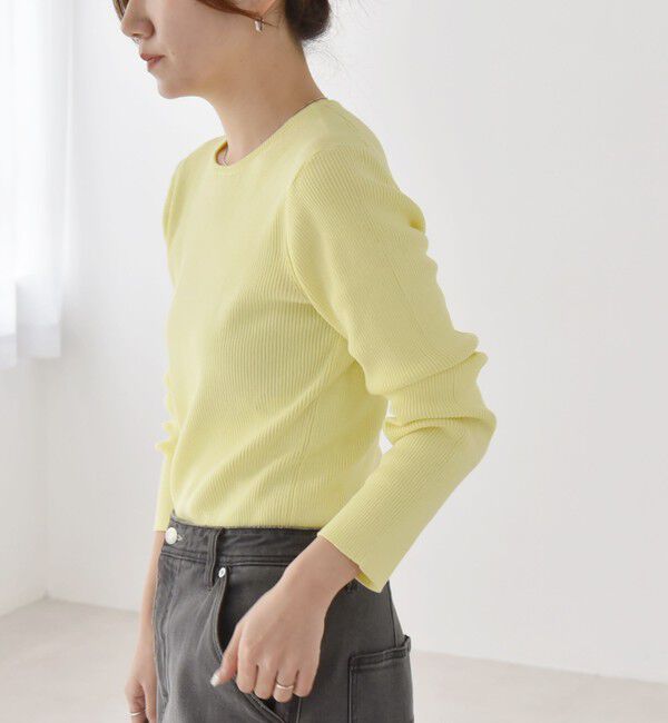 quaranciel「quaranciel:〈手洗い可能〉コットン リブ クルーネック ニット」|ニット・セーター|
