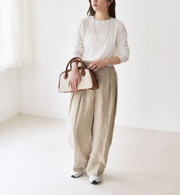 quaranciel「quaranciel:〈洗濯機可能〉ワッフル クルーネック ラウンドヘム カットソー」|Tシャツ・カットソー|