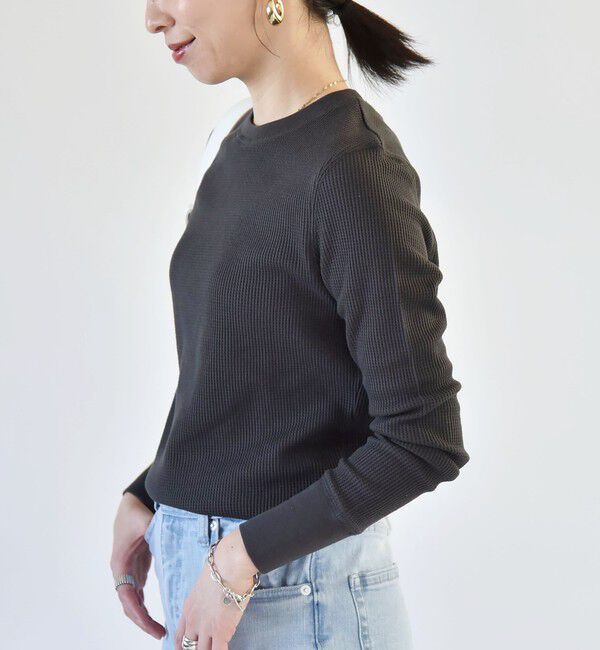 quaranciel「quaranciel:〈洗濯機可能〉ワッフル クルーネック ラウンドヘム カットソー」|Tシャツ・カットソー|