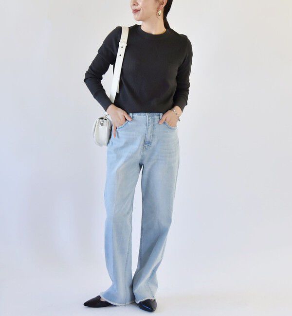 quaranciel「quaranciel:〈洗濯機可能〉ワッフル クルーネック ラウンドヘム カットソー」|Tシャツ・カットソー|