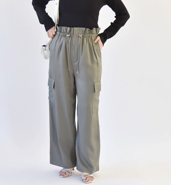 quaranciel「quaranciel:〈手洗い可能〉ツイル ドロスト カーゴ パンツ（セットアップ対応）」|カーゴ|オリーブ