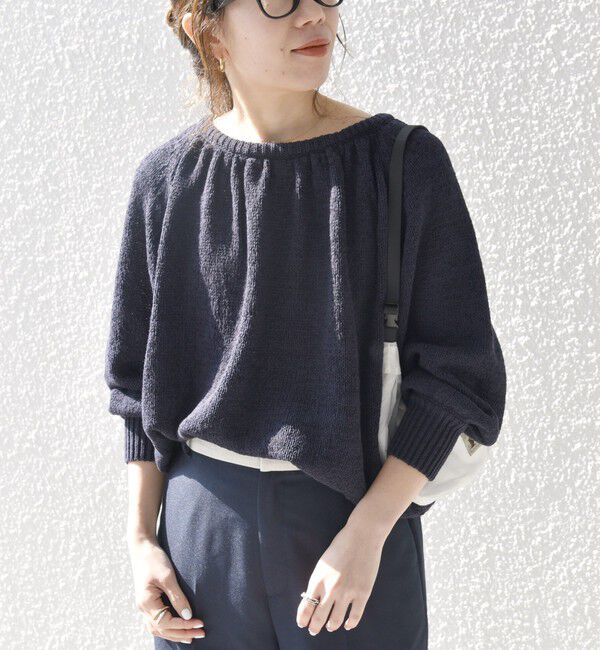 SHIPS any「SHIPS any:〈手洗い可能〉テープヤーン バックリボン ニット プルオーバー」|ニット・セーター|ネイビー