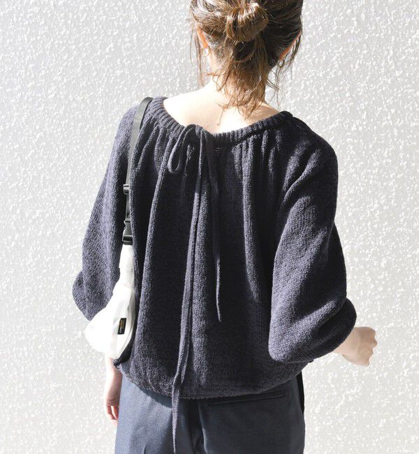 SHIPS any「SHIPS any:〈手洗い可能〉テープヤーン バックリボン ニット プルオーバー」|ニット・セーター|