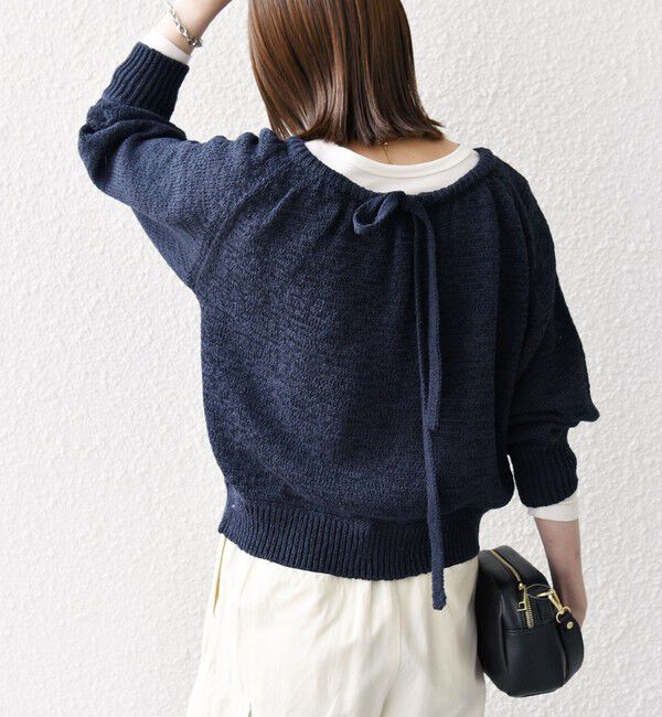 SHIPS any「SHIPS any:〈手洗い可能〉テープヤーン バックリボン ニット プルオーバー」|ニット・セーター|