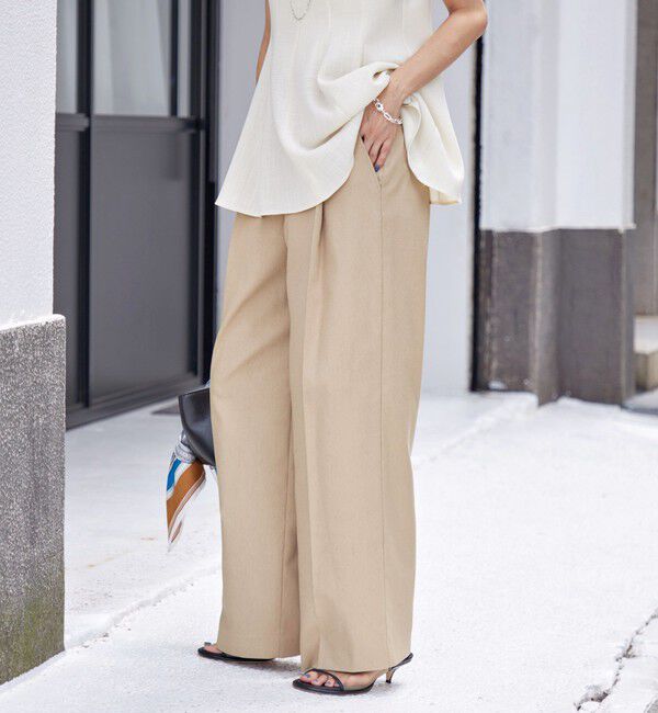 SHIPS for women「〈手洗い可能 〉ドライオックス フロント タック ストレート パンツ 25SS」|その他|ベージュ