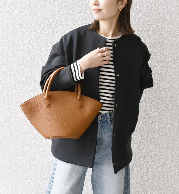 SHIPS any「SHIPS any:〈洗濯機可能〉ダブルジャージー ノーカラー コート」|ノーカラージャケット|ブラック