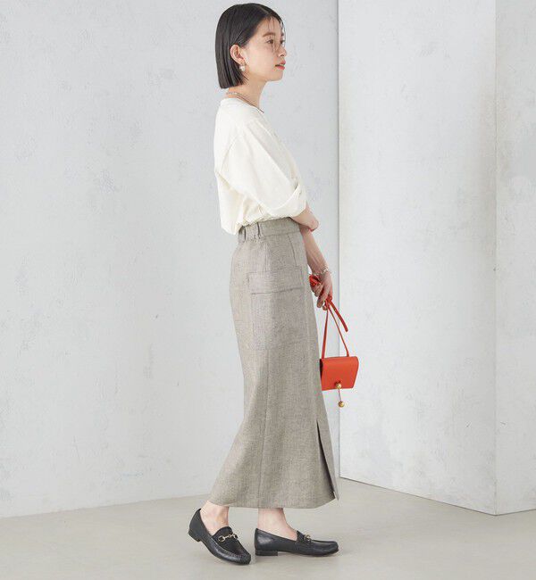 SHIPS for women「麻混 ストライプ 無地 ポケット タイト スカート ◇」|スカート|