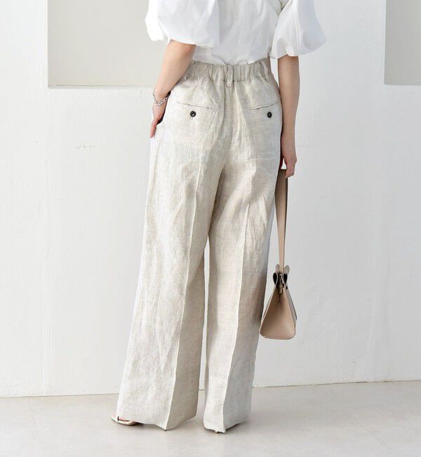 quaranciel「quaranciel:〈洗濯機可能〉ヘンプ ワイド タック パンツ」|スラックス|