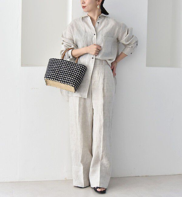 quaranciel「quaranciel:〈洗濯機可能〉ヘンプ ワイド タック パンツ」|スラックス|