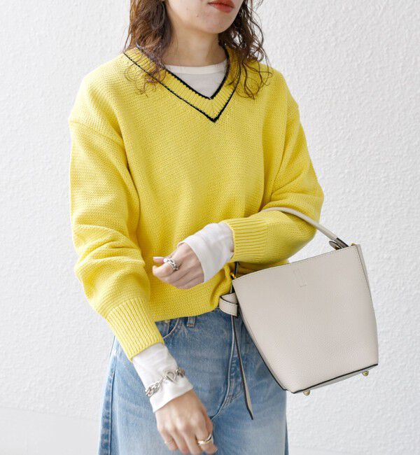 SHIPS any「SHIPS any:〈手洗い可能〉リリヤーン ライン Vネック ニット プルオーバー」|ニット・セーター|