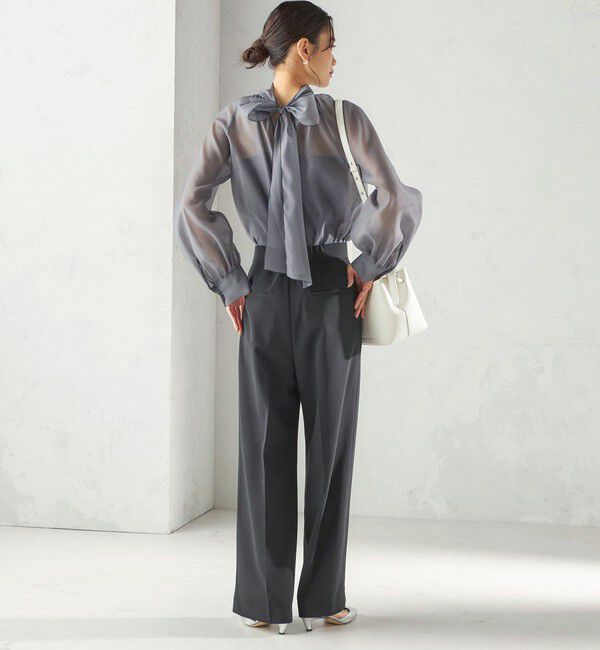 SHIPS for women「〈手洗い可能〉オーガンジー リボン ブラウス」|シャツ・ブラウス|