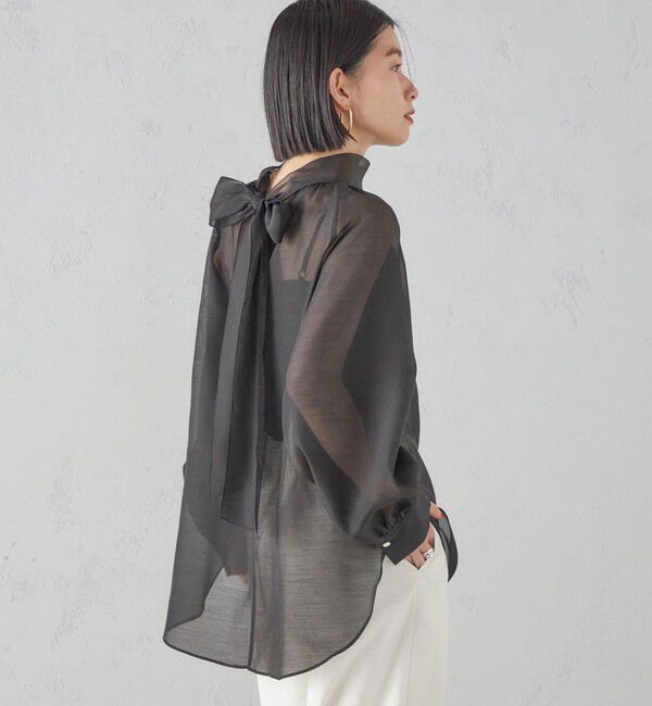 SHIPS for women「〈手洗い可能〉オーガンジー リボン ブラウス」|シャツ・ブラウス|