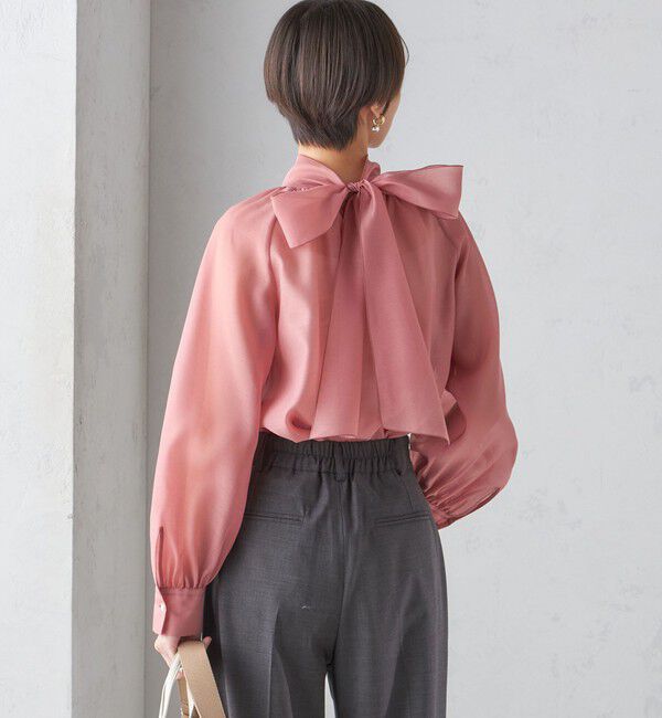 SHIPS for women「〈手洗い可能〉オーガンジー リボン ブラウス」|シャツ・ブラウス|