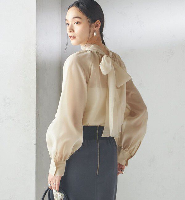 SHIPS for women「〈手洗い可能〉オーガンジー リボン ブラウス」|シャツ・ブラウス|