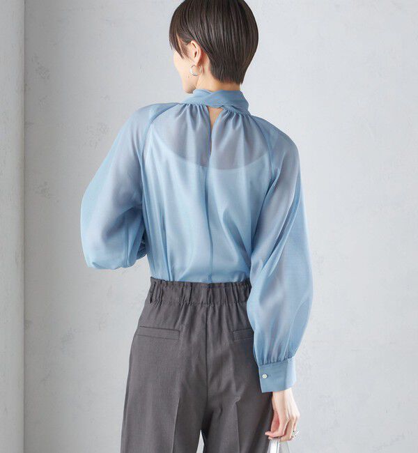 SHIPS for women「〈手洗い可能〉オーガンジー リボン ブラウス」|シャツ・ブラウス|
