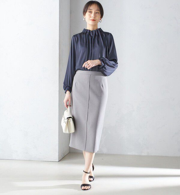 SHIPS for women「【一部WEB限定】〈手洗い可能〉ヴィンテージ サテン ネック ギャザー ブラウス」|シャツ・ブラウス|