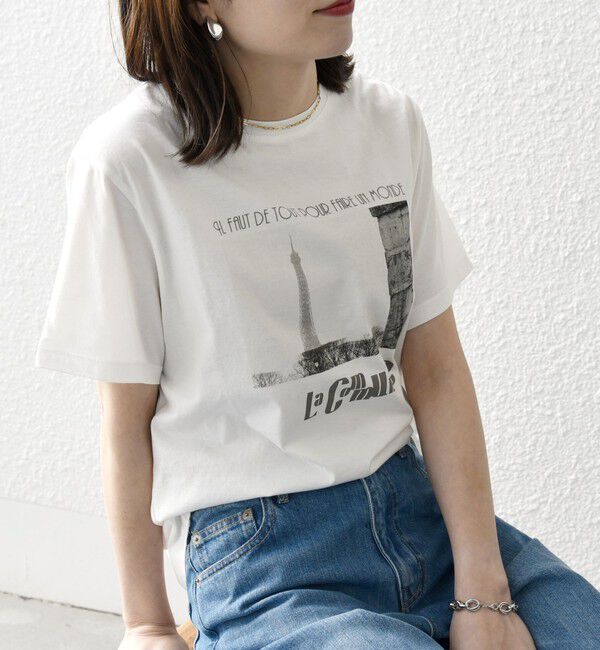 SHIPS any「La Hutte:〈洗濯機可能〉デザイン ロゴ  プリント TEE」|Tシャツ・カットソー|ホワイト