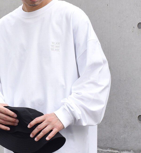 SHIPS any「【WEB限定】SHIPS any: BLAH BLAH BLAH.ワンポイント 刺繍 ルーズ Tシャツ (ロンT)◇」|Tシャツ・カットソー|ホワイト