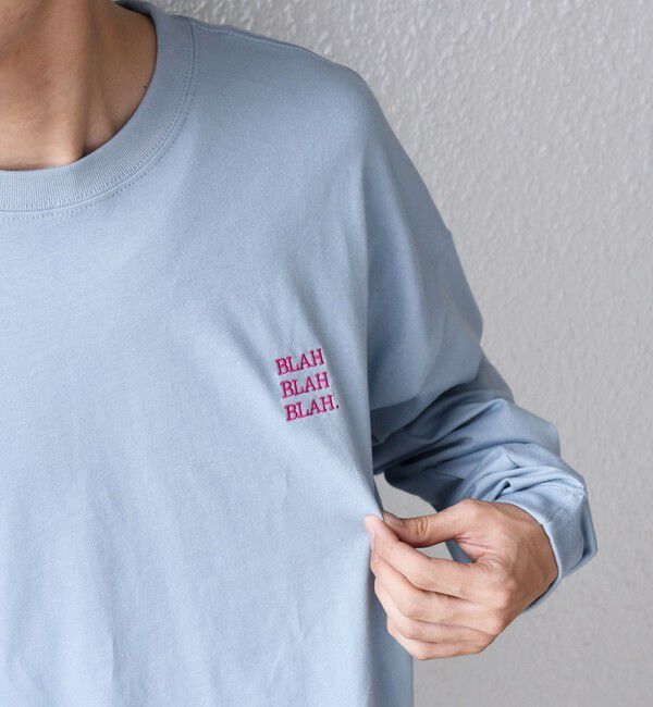 SHIPS any「【WEB限定】SHIPS any: BLAH BLAH BLAH.ワンポイント 刺繍 ルーズ Tシャツ (ロンT)◇」|Tシャツ・カットソー|ライトブルー