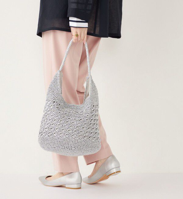 SHIPS Colors 「SHIPS Colors:メタリック クロシェ バッグ◇」|かごバッグ|シルバー