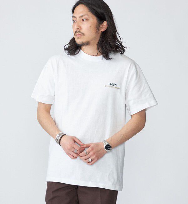 SHIPS「【WEB限定】SHIPS: STYLISH STANDARD ロゴ 刺繍 Tシャツ」|Tシャツ・カットソー|ホワイト系