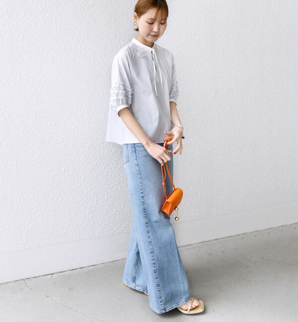 SHIPS for women「【WEB限定】〈手洗い可能〉袖 フリル デザイン ブラウス」|シャツ・ブラウス|