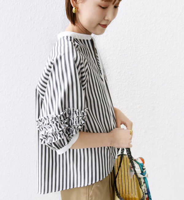 SHIPS for women「【WEB限定】〈手洗い可能〉袖 フリル デザイン ブラウス」|シャツ・ブラウス|