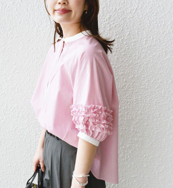 SHIPS for women「【WEB限定】〈手洗い可能〉袖 フリル デザイン ブラウス」|シャツ・ブラウス|