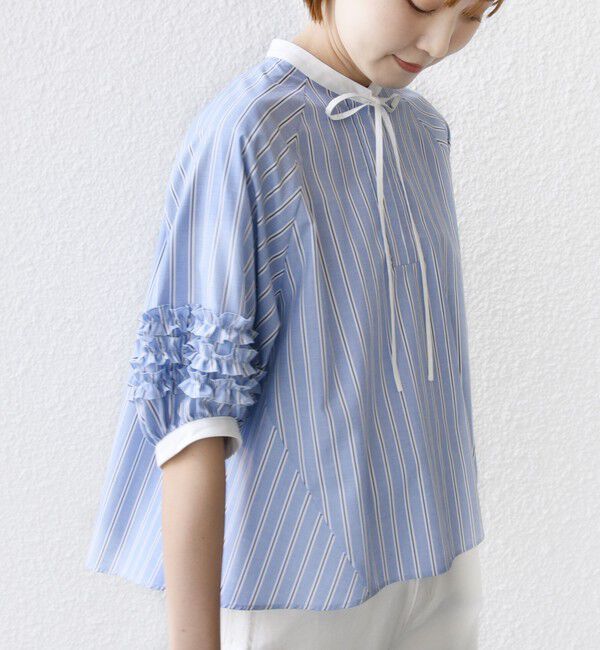 SHIPS for women「【WEB限定】〈手洗い可能〉袖 フリル デザイン ブラウス」|シャツ・ブラウス|