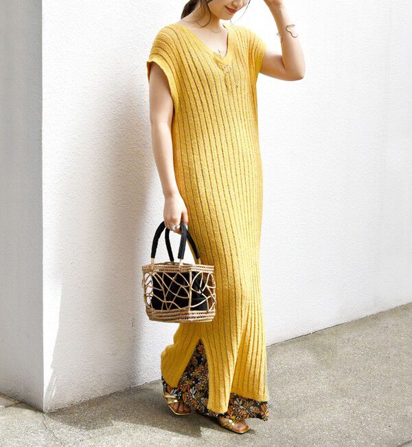 SHIPS any「SHIPS any:〈手洗い可能〉ブークレヤーン ワイドリブ ニット ワンピース」|ワンピース|