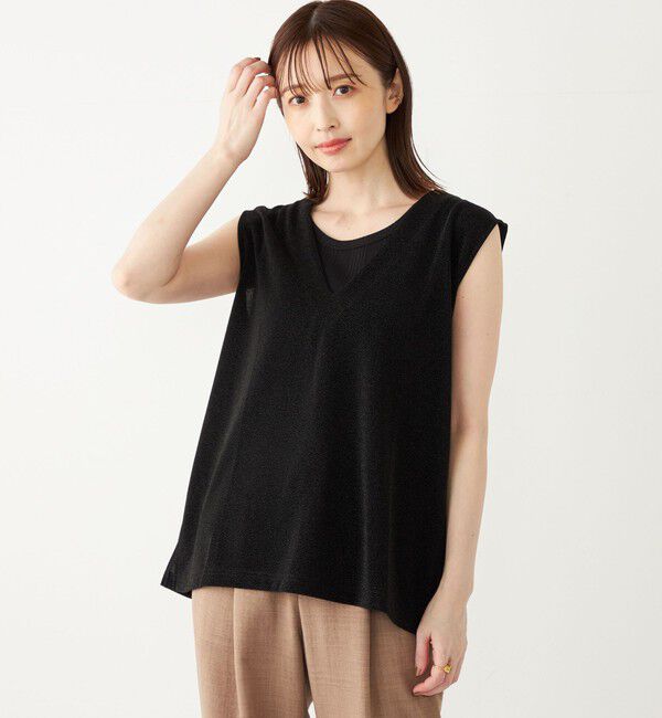 SHIPS Colors 「SHIPS Colors:〈手洗い可能〉ラメ スムース Vネック トップス◇」|その他|