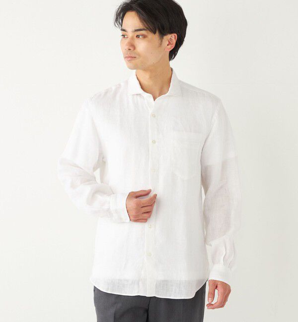 SHIPS Colors 「SHIPS Colors:〈洗濯機可能〉リネン セミワイドカラー シャツ」|シャツ・ブラウス|