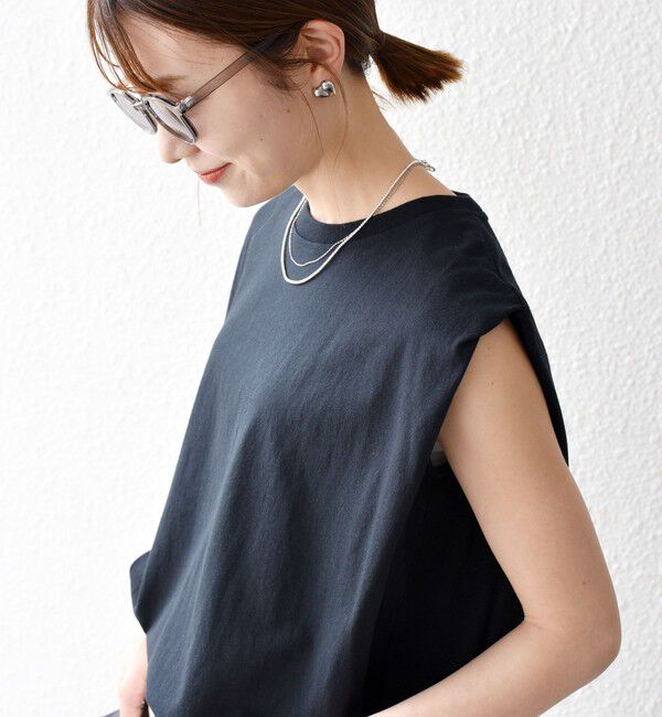 SHIPS any「《一部追加予約》SHIPS any:〈抗菌防臭/洗濯機可能〉USAコットン ラウンドヘム ノースリーブ TEE」|Tシャツ・カットソー|