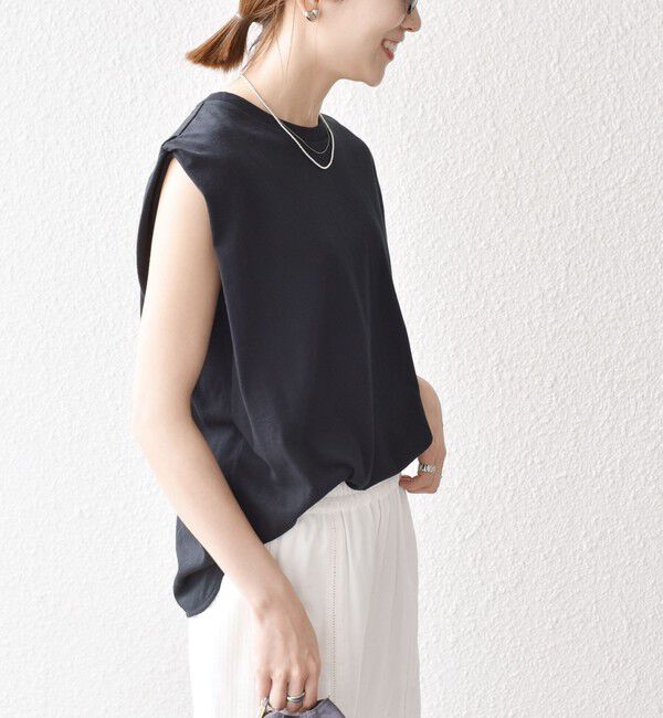 SHIPS any「《一部追加予約》SHIPS any:〈抗菌防臭/洗濯機可能〉USAコットン ラウンドヘム ノースリーブ TEE」|Tシャツ・カットソー|