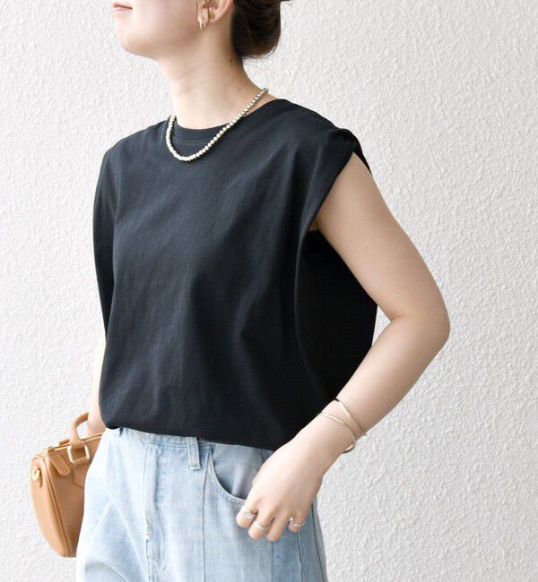 SHIPS any「《一部追加予約》SHIPS any:〈抗菌防臭/洗濯機可能〉USAコットン ラウンドヘム ノースリーブ TEE」|Tシャツ・カットソー|