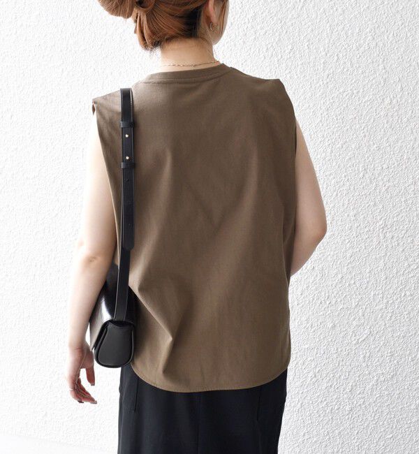 SHIPS any「《一部追加予約》SHIPS any:〈抗菌防臭/洗濯機可能〉USAコットン ラウンドヘム ノースリーブ TEE」|Tシャツ・カットソー|