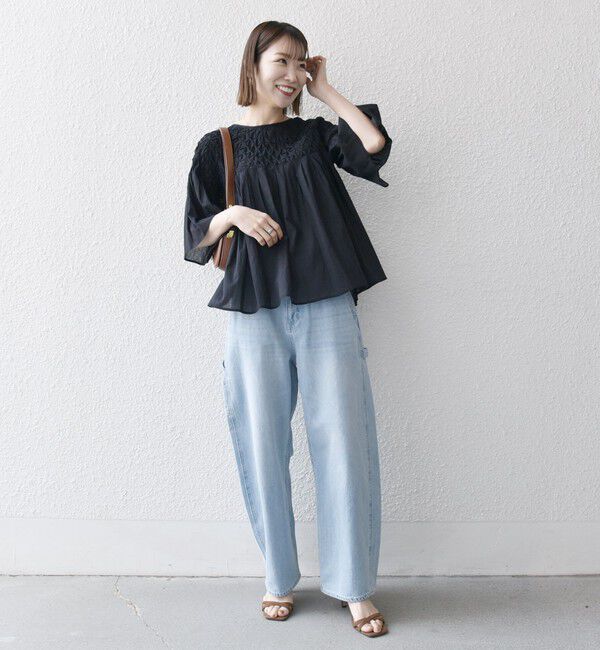 SHIPS any「SHIPS any:〈洗濯機可能〉ハンドスモッキング コットン フレア ブラウス」|シャツ・ブラウス|