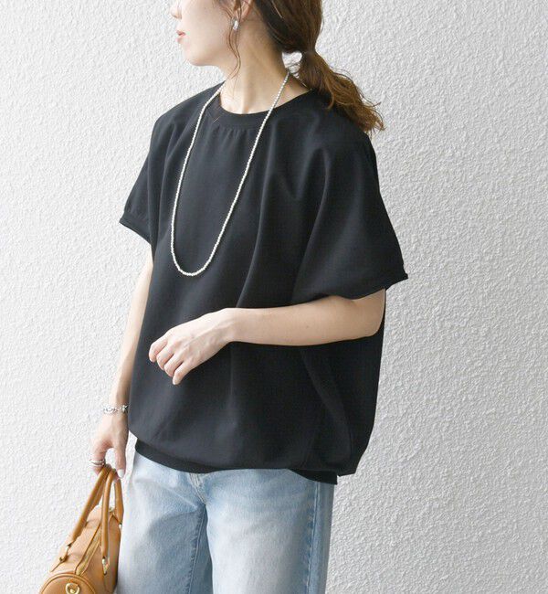 SHIPS any「《一部予約》【WEB限定】SHIPS any:〈洗濯機可能〉インレイ コクーン ショートスリーブ プルオーバー」|Tシャツ・カットソー|