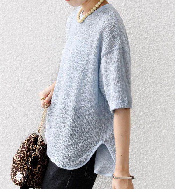 SHIPS for women「〈手洗い可能〉ランダム ブルーゼ ショート スリーブ プルオーバー」|Tシャツ・カットソー|