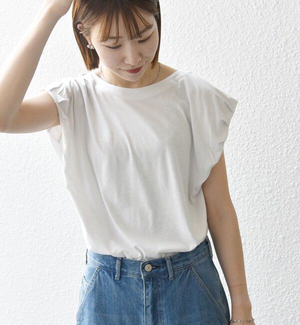 SHIPS any「SHIPS any:〈洗濯機可能〉タックスリーブ デザイン TEE」|Tシャツ・カットソー|