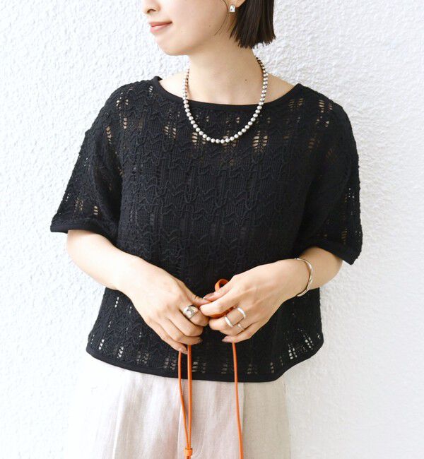 SHIPS for women「〈手洗い可能〉ローゲージ ラッセル 半袖 TEE」|Tシャツ・カットソー|