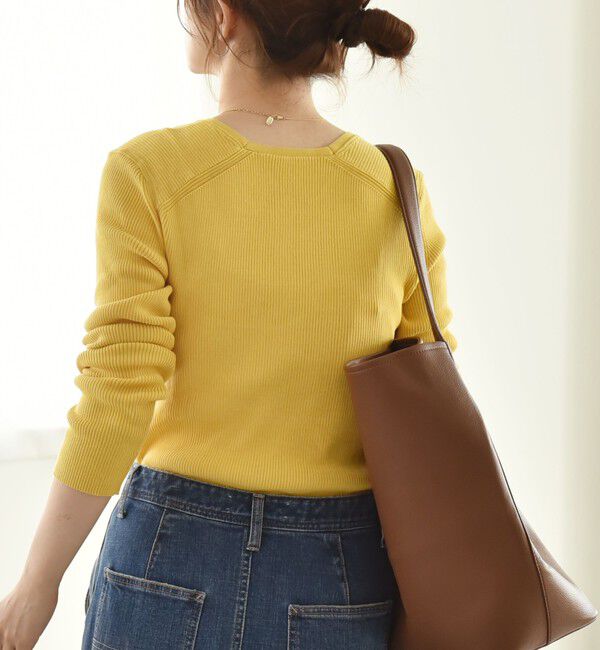 quaranciel「quaranciel:〈手洗い可能〉コットン スクエアネック リブ ニット」|ニット・セーター|