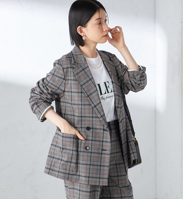 SHIPS for women「〈手洗い可能〉ウール混 チェック ダブルボタン ジャケット」|テーラードジャケット|